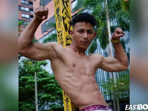Fantastic Latino boy Marcus Brown with ripped muscles