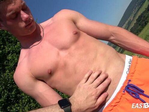 Sexy Bruce Harrelson shirtless & muscle flexing