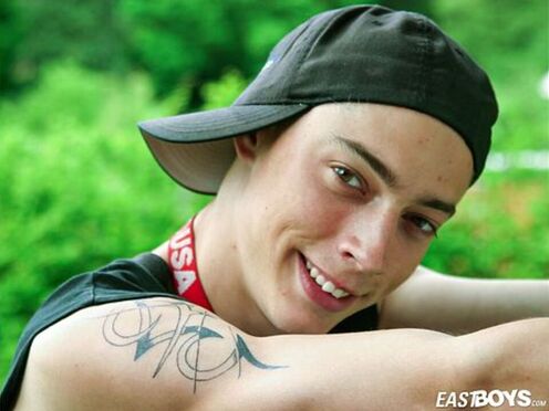 Slim boy shows off his body & meat in the garden