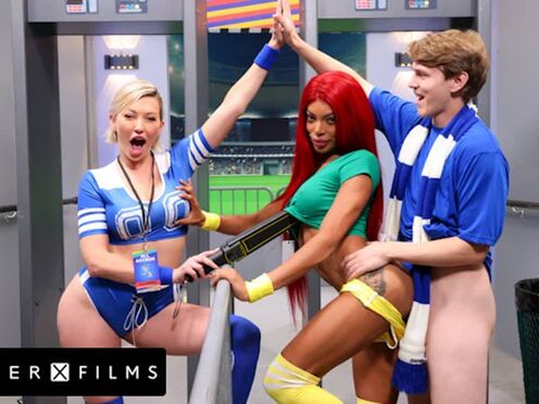 GENDERX FILMS - Security Guards Lola Morena & Adira Allure Ride Fan Cock at Socc