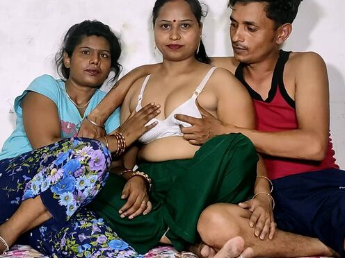 Sexy Indian Wifey In Threesome Sex With Her Stepsister & Hubby