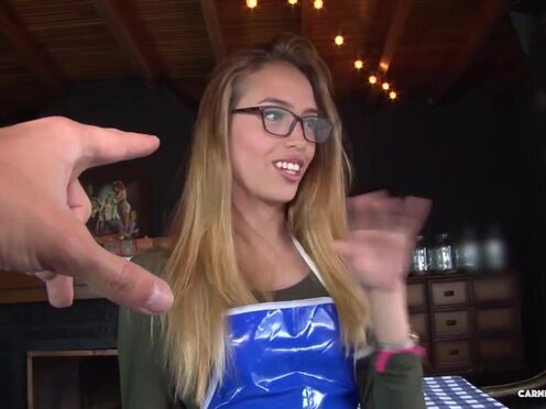 Blonde Colombian Waitress With Glasses Rides Meat In Sexy Pickup & Fuck