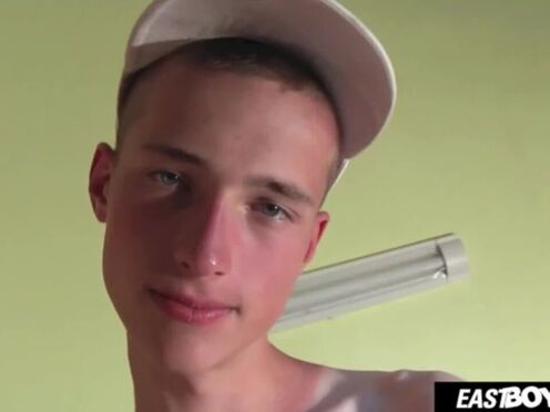 Smooth sexy boy Tim Law jerking off his huge cock