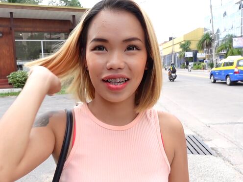 Petite blonde Thai teen amazing amateur suck & fuck on video