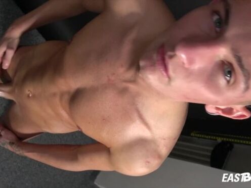 Oiling & jerking off huge cock stud