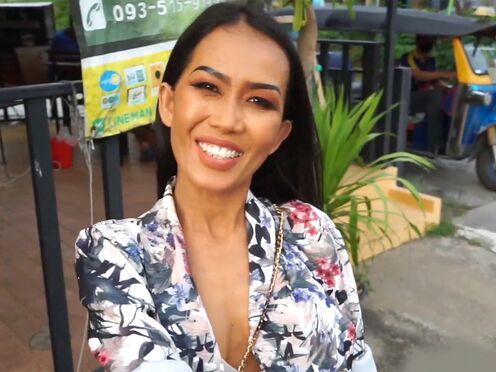 Thai MILF amateur takes a big dick ass fucking after being picked up