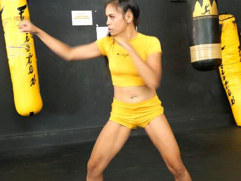 Muay Thai GF screwed hard after training in the shower