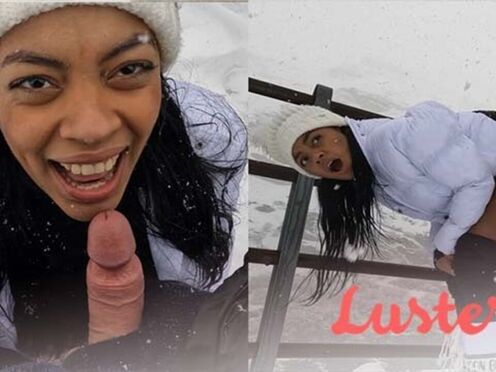 Ebony Latin Satisfies Her Cravings in Snowy Passion - Lustery