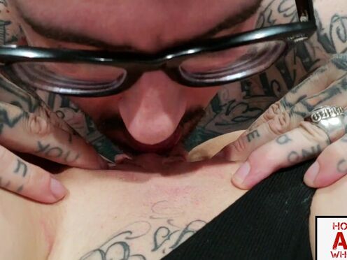 BLONDE TATTOOED SLUT BABY SID PLAYS WITH HER SNATCH WHILE HER BF FUCKS HER ASS