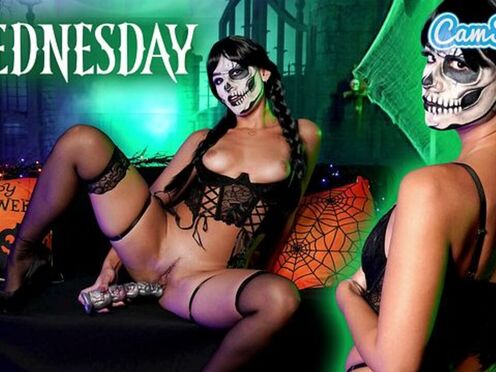 Horny Wednesday Addams' Halloween Cosplay Orgasm