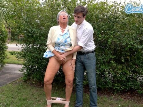 Grandma Squirts in Public: Stranger's Fat Orgasm