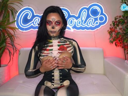 Latin Teen Skeleton Cosplay Orgasm