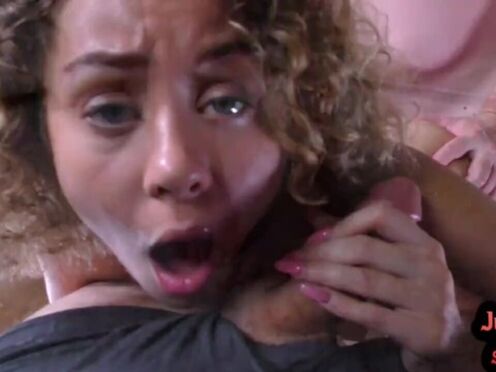 Petite 19yo Pussyravaged in threesome POV