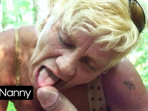 Grandma's Wild Outdoor Blowjob & Ride