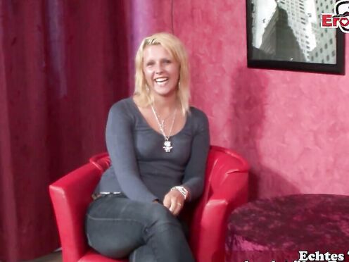 Natural Blonde Female Swayed into an On-Camera Experience