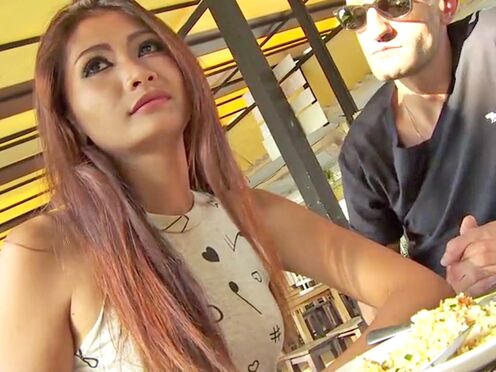 Adorable Thai MILF picked up in a restaurant by two horny Farang guys