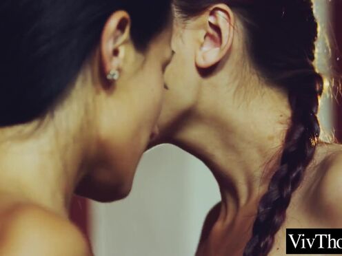 Three lustful lesbos eat twat & finger each other hard & fast