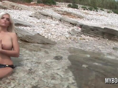 Big Boobed star Ines Cudna nude on the beach