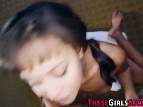 Tiny teen blows shaft P-O-V