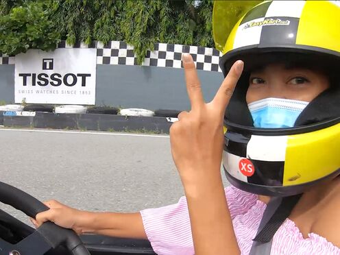 Adorable Thai amateur teen GF go karting & recorded on video after