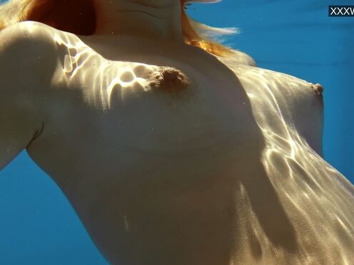Tiny tits blonde sexy girl Sofie Otis swimming naked