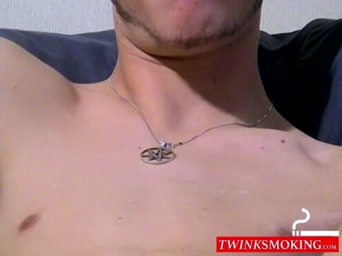 Bleu jacking his big cock hard & hes smoking it up