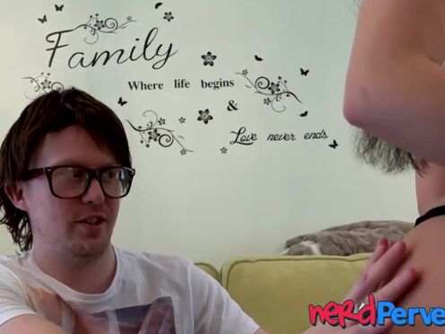Naughty Pixxie Little gives a sexy blowjob to nerdy friend