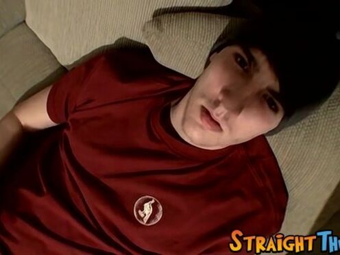 Straight guy strokes his dick vigorously & cums on himself