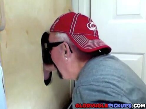 Dick hungry bitch sucking delicious cocks in a gloryhole