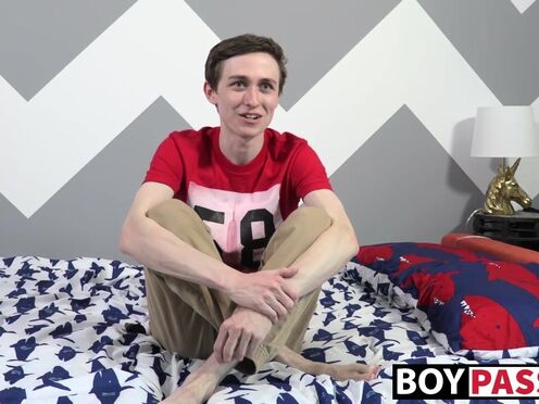 Slim twink Jacob milking his dick pole until burst of jizz