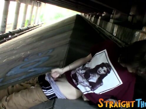 Long haired straighty solo masturbates & cums outdoors