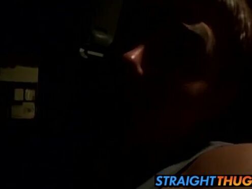 Straight thug Billy wanks in his car while driving at night