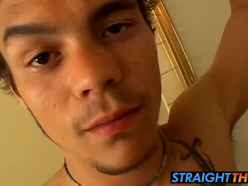 Bathroom stroke & suck with lustful straight amateur thugs