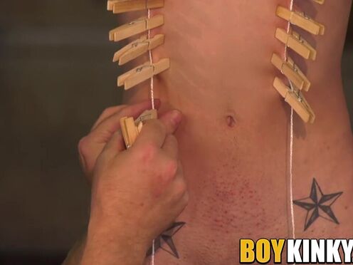 Skinny twink slave tormented by mature gay Sebastian Kane