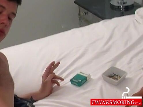 Giving my step sibling a blowjob while blowing my cigarette