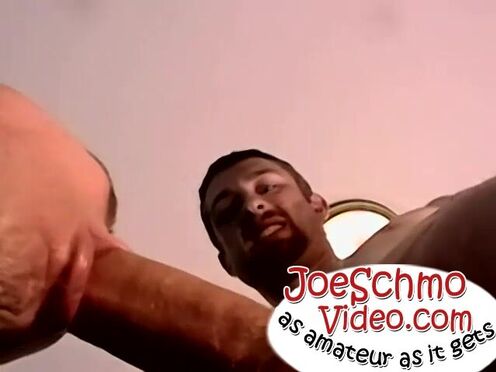 Tall dude Jersey stroking on his hard dick after a blowjob