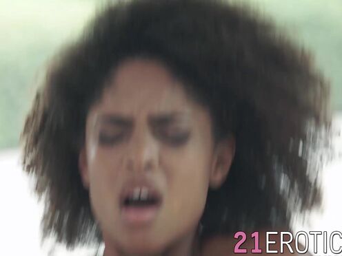 Stunning black Luna Corazon missionary butt drilled after BJ