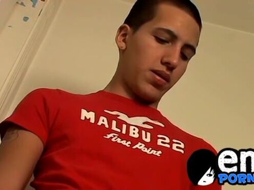 Handsome guy wanks his hard rod in his room all alone