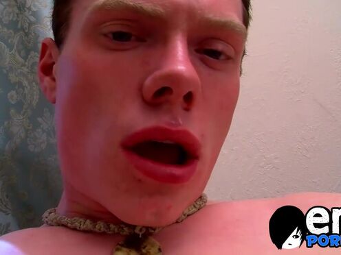 Adorable gay dude wanks his bushy meat until he unloads his jizz