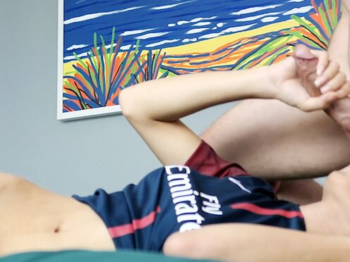 Amazing ladyboy Lee sucked big hard dick after posing in perfect jersey