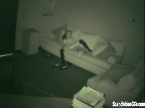 Hot solo teen in b & w caught masturbating