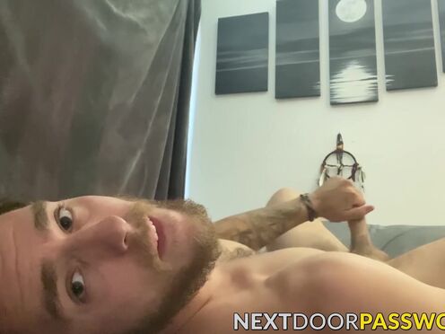 Inked hunk Carter Wood masturbates & ass fucking plays